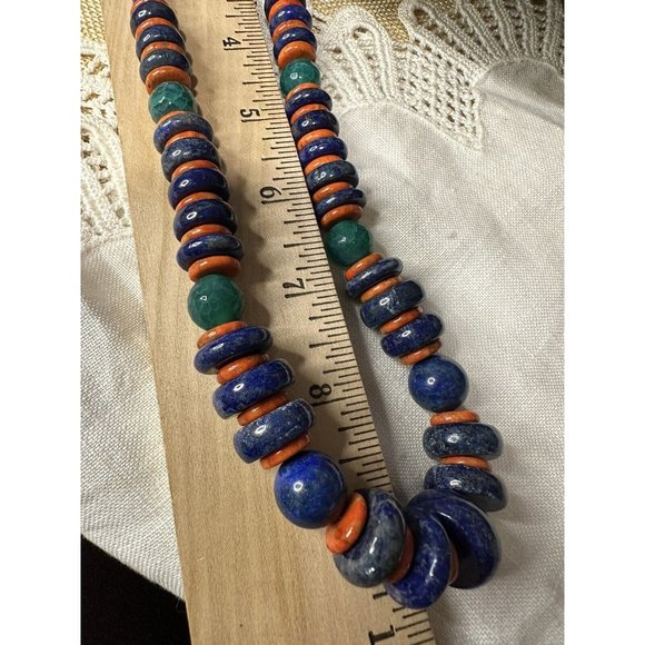 Jay King DTR Desert Rose Trading Sterling Silver Blue Lapis Orange Turq Necklace - Picture 7 of 7